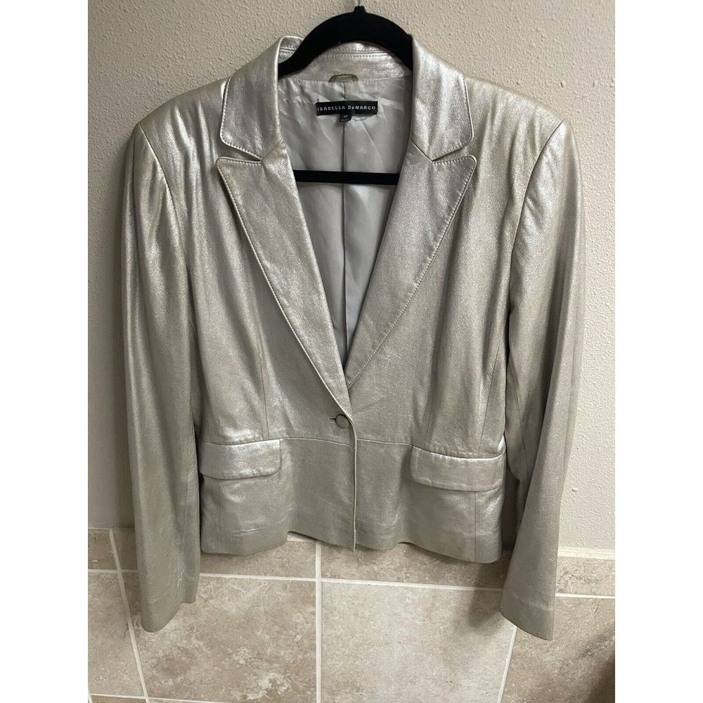 Isabella Demarco Gold Pale Leather Jacket Size Medium
